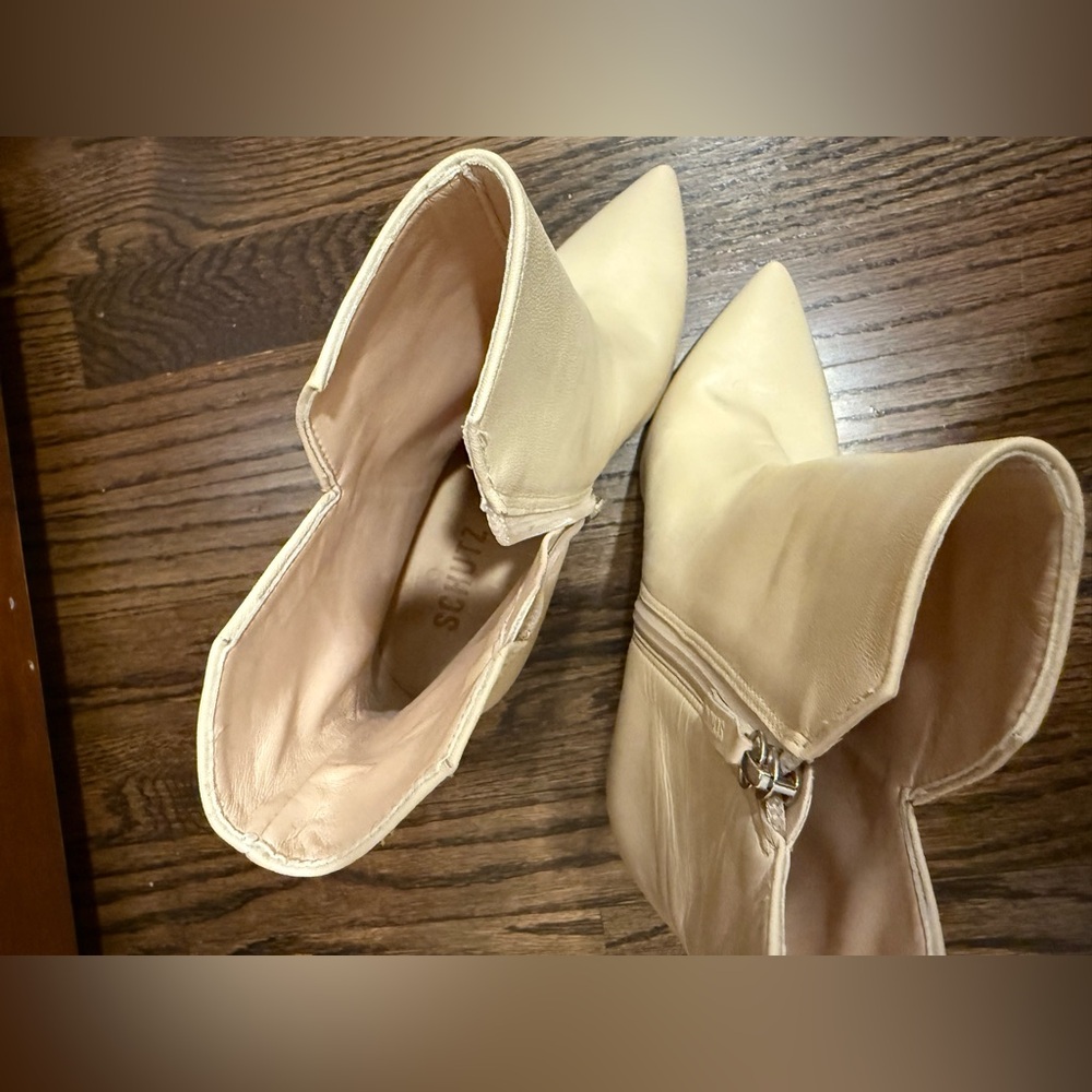 SCHUTZ Betsey Off White Leather Ankle Boots Booties 7 NEW - Picture 3 of 5